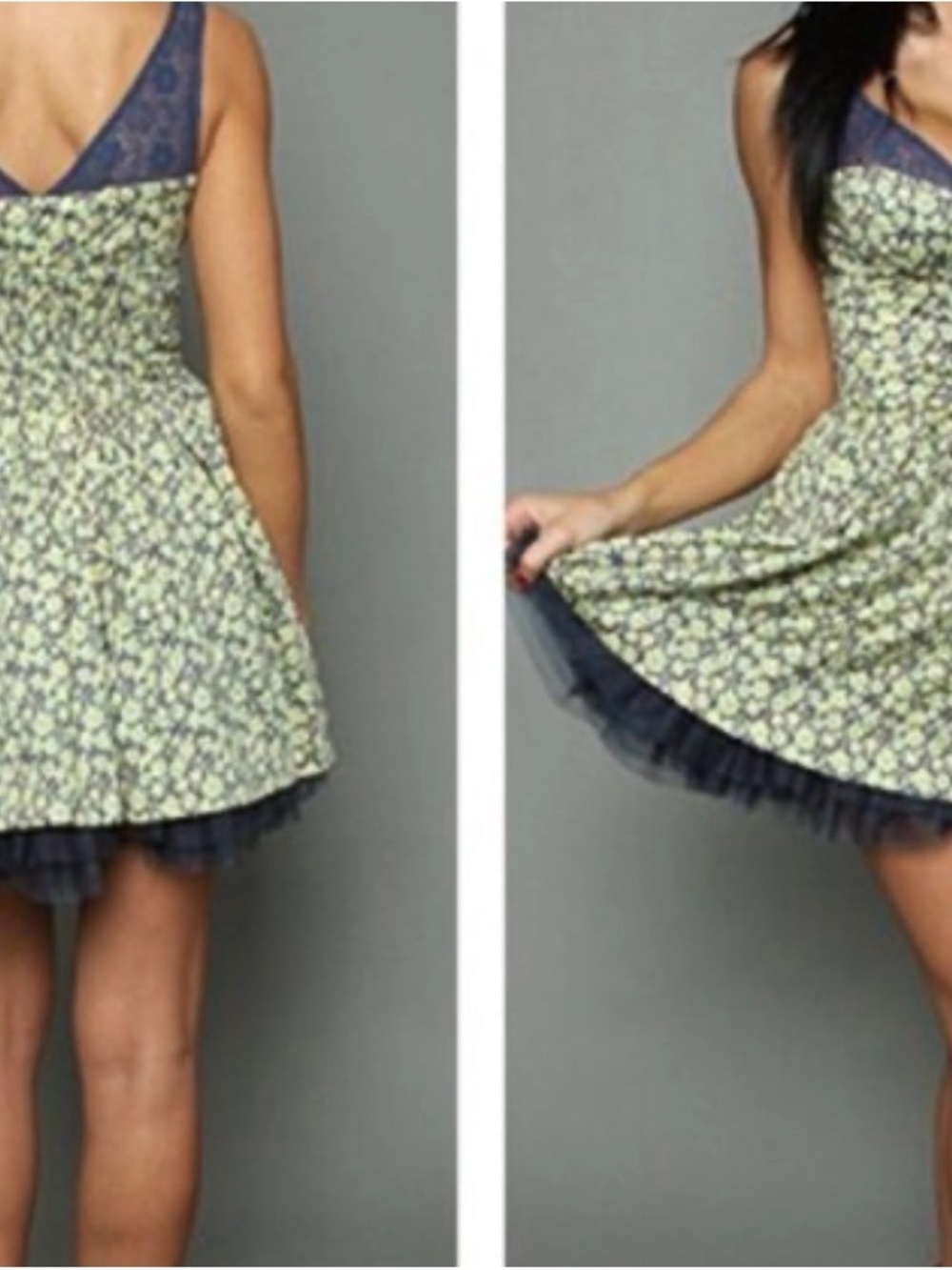 Free People Navy Floral Button-Front Dress